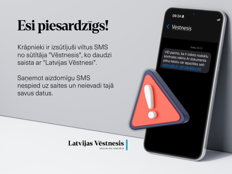 Ilustratīvs attēls, telefons ar izsaukuma zīmi. Attēls: Latvijas Vēstnesis.