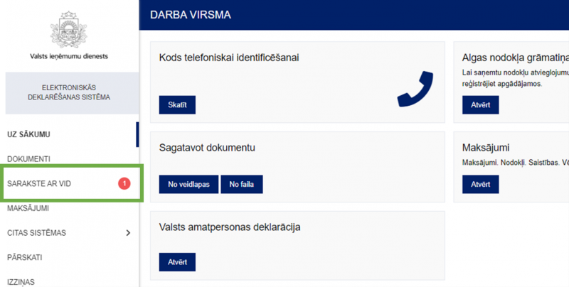 Informatīvs attēls: EDS darba virsma