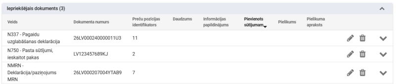 Ekrānšāviņš "Iepriekšējais dokuments"