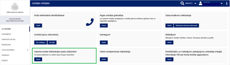  Importa muitas deklarācijas pasta sūtījumiem