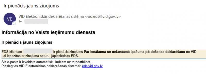 Vizuāls piemērs ar ziņu no EDS
