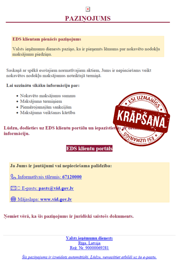 Informatīvs attēls: krāpšana