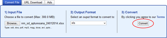 Ja XLSX formāta datni nepieciešams pārveidot XLS formātā, viena no iespējām ir atvērt XLSX formāta datni Microsoft Office Excel 2007 vai jaunākā un saglabāt to XLS formātā.