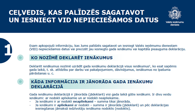 Infografika: Ceļvedis, kas palīdzēs sagatavot un iesniegt  VID nepieciešamos datus