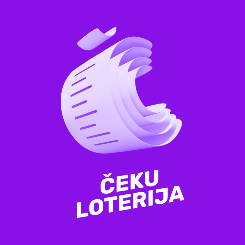 Uz violeta fona Čeku loterijas logo