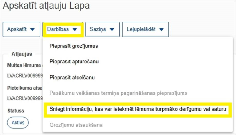 Attēls "Apskatīt atļauju lapa" vizuālais attēlojums