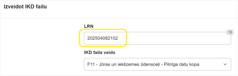 Ekrānšāviņs: izveodot IKD failu