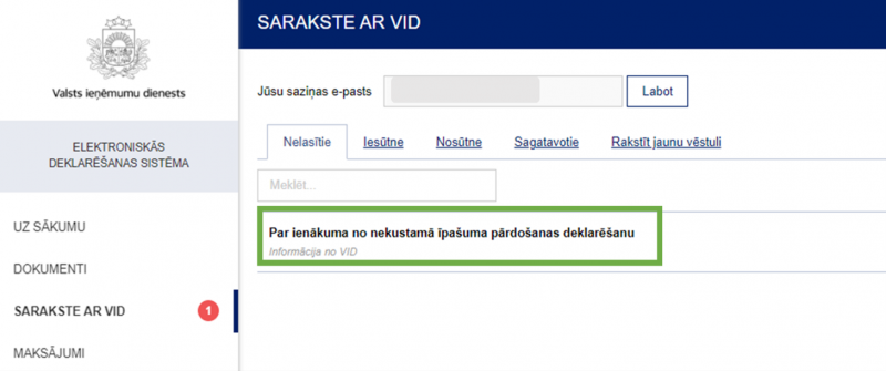 Informatīvs attēls: EDS sarakste ar VID