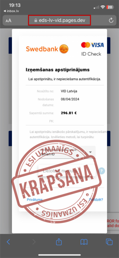 Informatīvs attēls: krāpšana