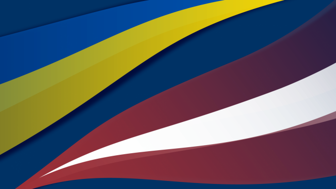 Grafiski Latvijas un Ukrainas karogi