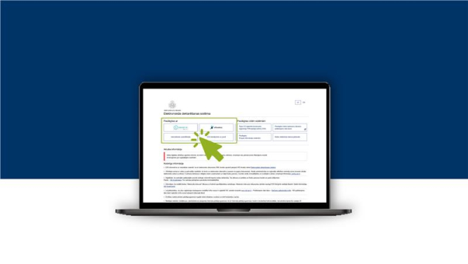 Ilustratīvs attēls, atvērts portatīvais dators ar EDS sākumlapu