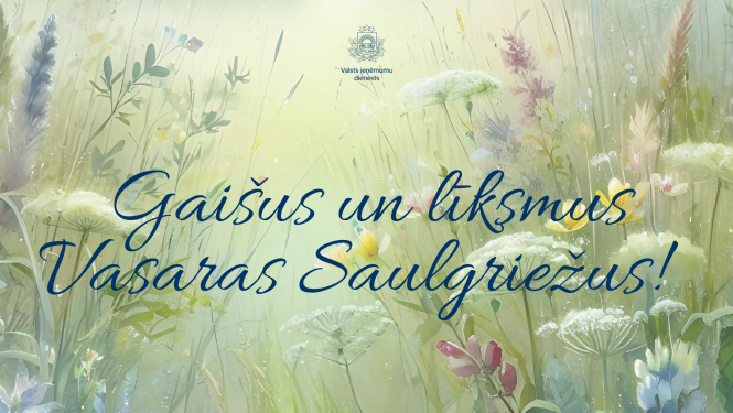 Teksts: Gaišus un līksmes vasaras Saulgriežus un pļavas fona 