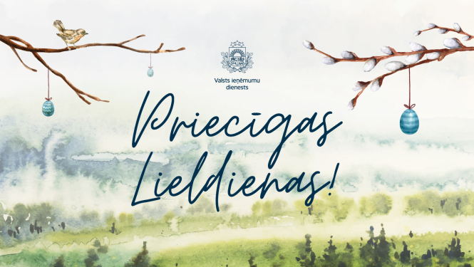 Teksts "Priecīgas Lieldienas" uz pļavas fona