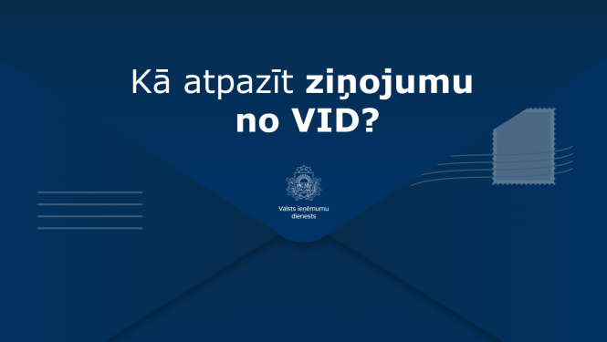 Ilustratīvs attēls aploksne ar tekstu "Kā atpazīt ziņojumu no VID?"