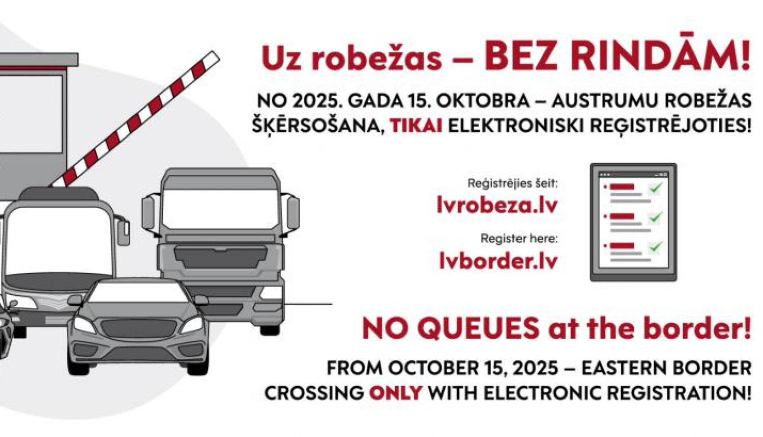 Vizuālis ar melnbaltiem transportslīdzekļiem un tekstu, lasīt zemāk tekstā