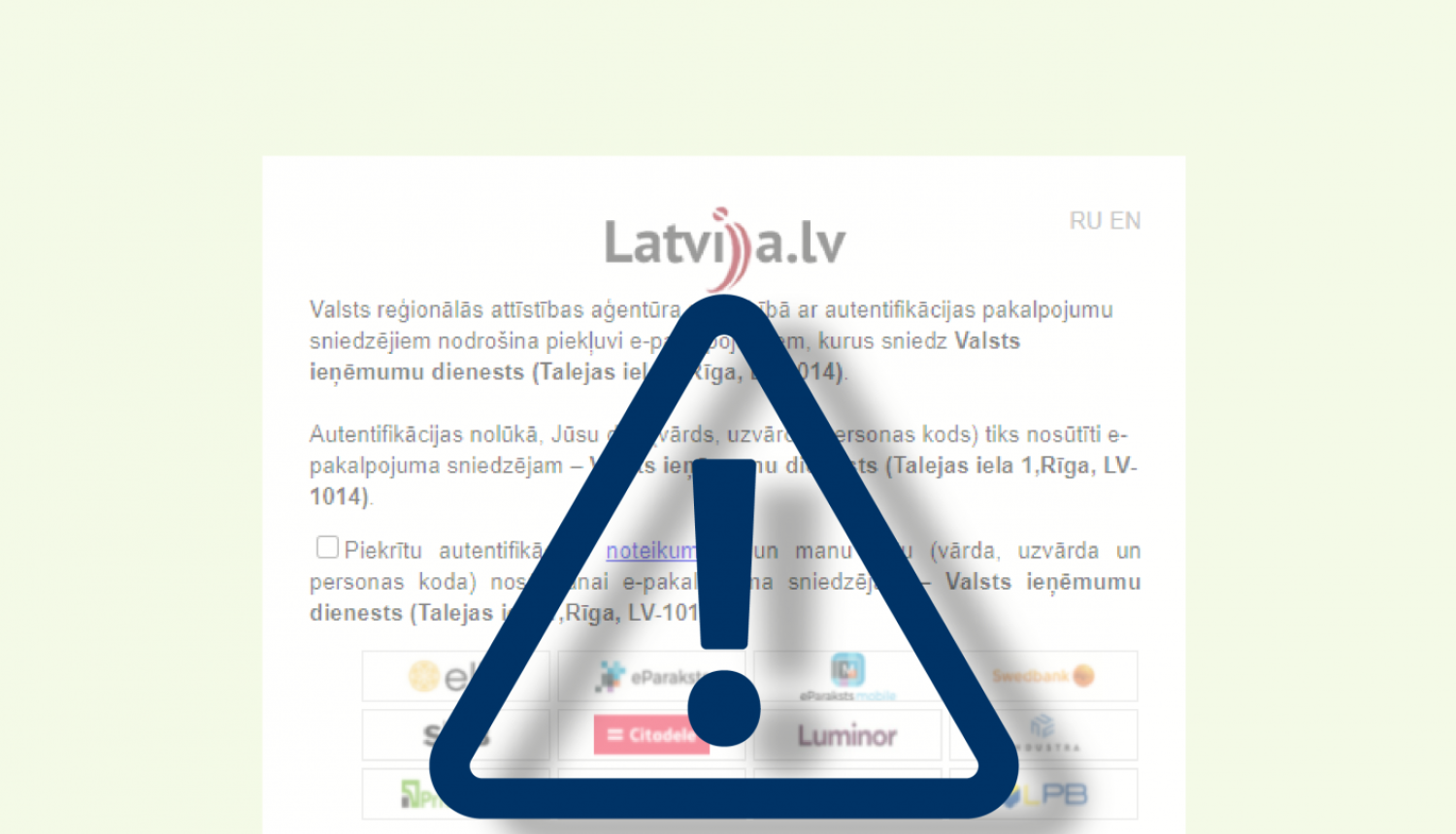 Informatīvs attēls ar izsaukuma zīmi trijstūrī